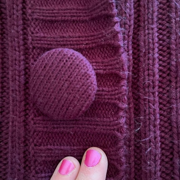 LINDA Matthews Purple button down hooded sweater L - Picture 4 of 9